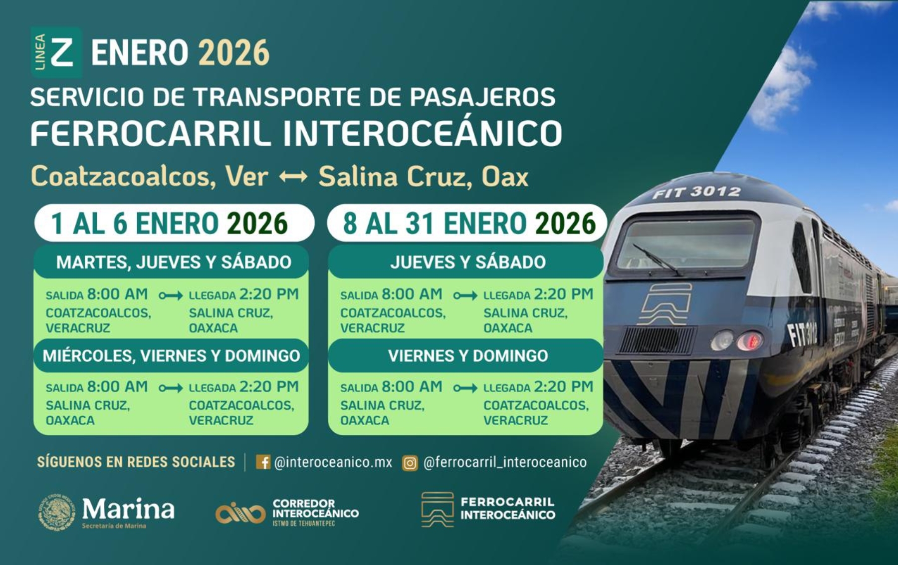 CALENDARIO ENERO 2026 LÍNEA Z