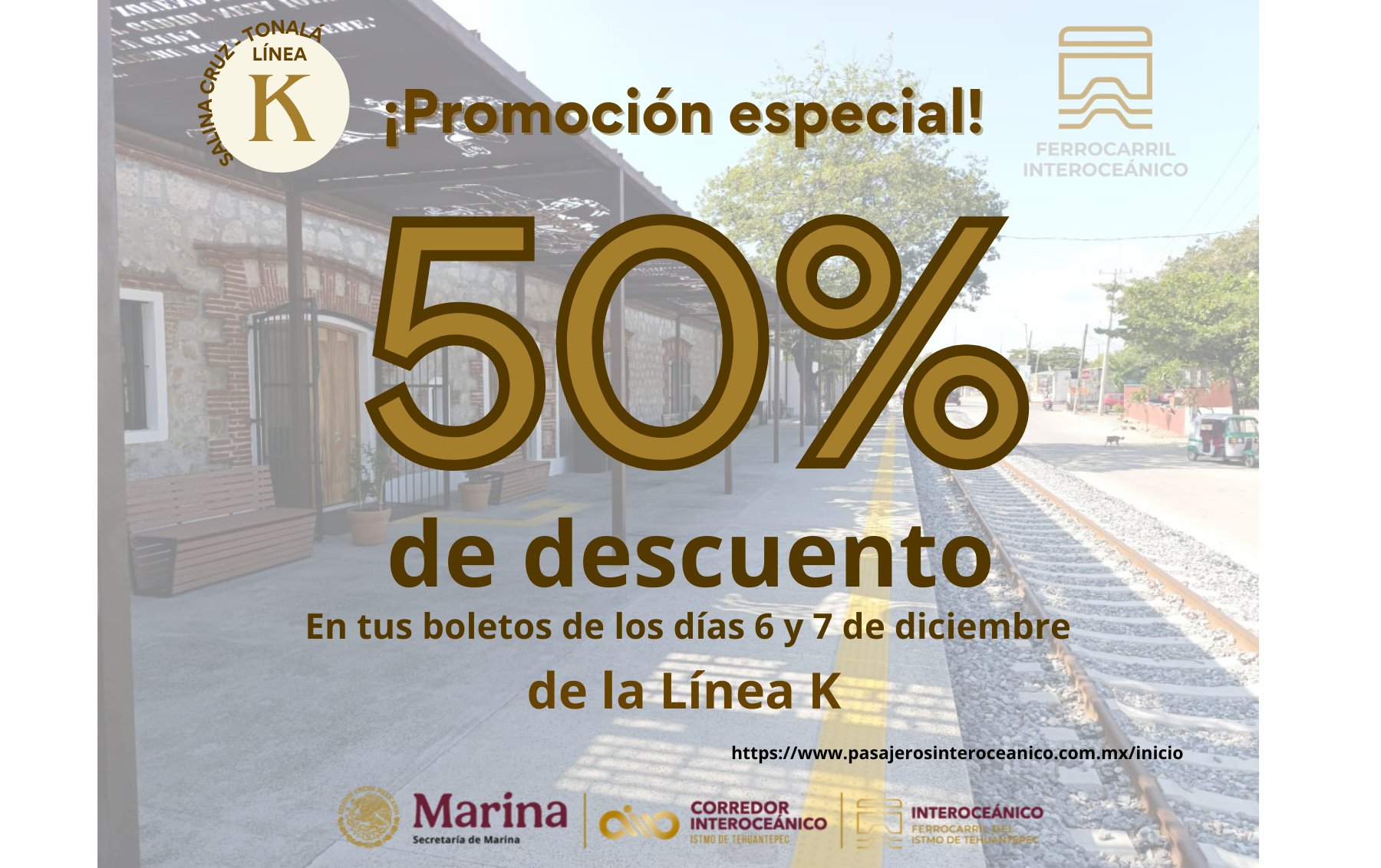 Viaja en la línea K con el 50% de descuento 
